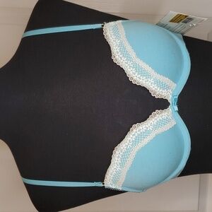 Calvin Klein Lace Push Up Bra 34A Turquoise White